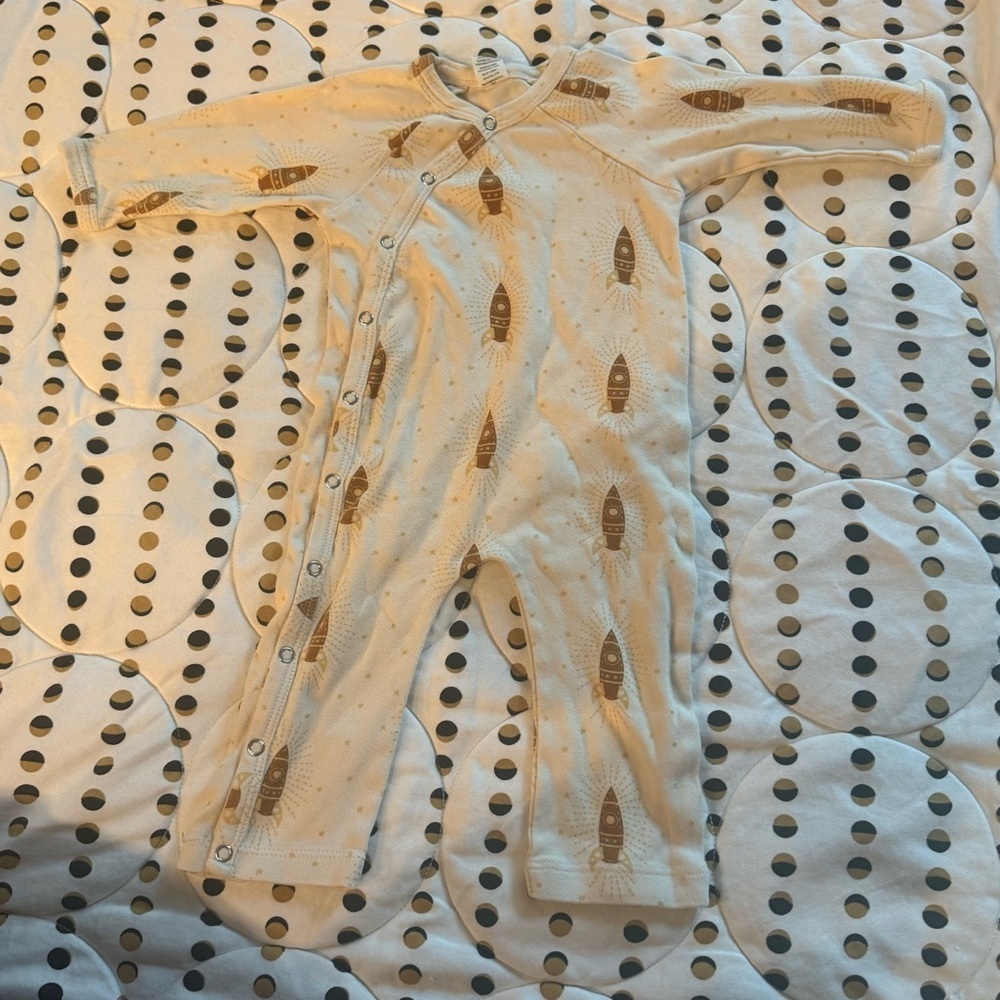 Kate Quinn Organics Baby Neutral Rocket Long Sleeve Wrap Jumpsuit 6-12 Months